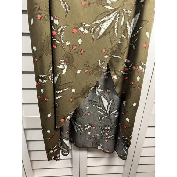 Express Floral Wrap Pull On Rayon Maxi Skirt Size Large Olive Green NWT - Picture 6 of 10
